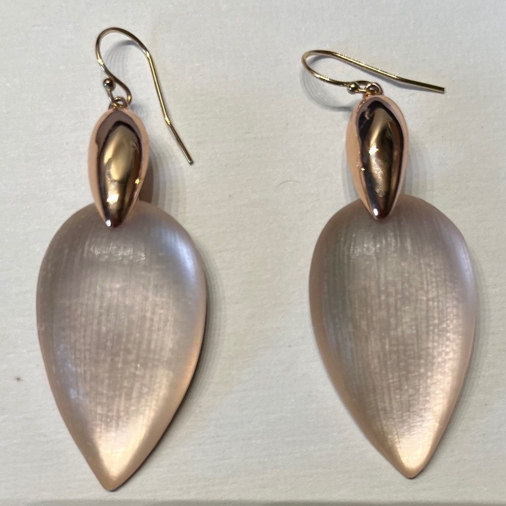 Alexis Bittar Pink Teardrop Lucite and Gold-Tone Drop Earrings